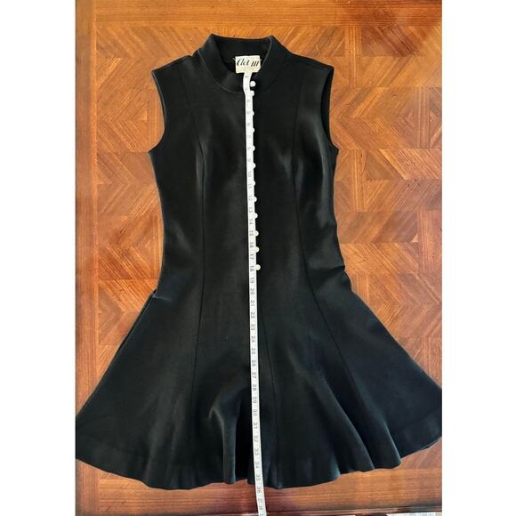 Vintage Act III Mod Black Wool Dress w/ Rhinestone Buttons - Picture 4 of 14